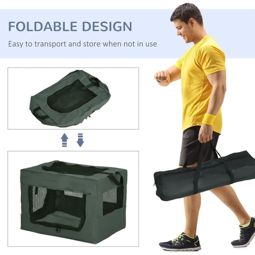 image-48.5cm Foldable Pet Carrier, Cat Bag w/ Cushion, for Miniature Dogs - Grey