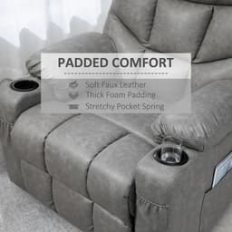 image-PU Leather Manual Recliner Chair Recliner Armchair Grey 360 Degreee swivel