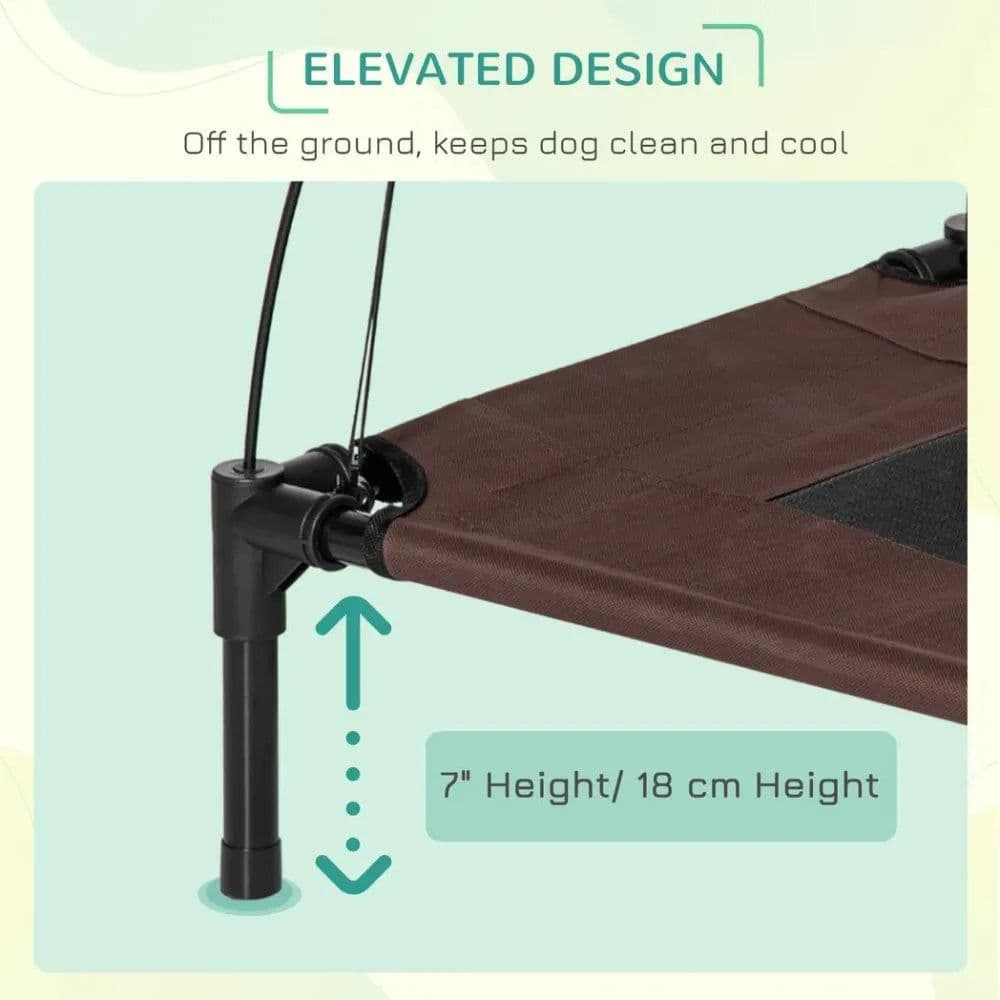 image-61 cm Elevated Pet Bed Dog Cot Tent with Canopy Instant Shelter Outdoor Brown