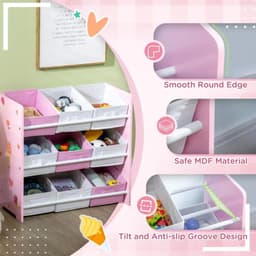 image-Kids Storage Unit with 9 Removable Storage Baskets for Nursery Playroom, Pink