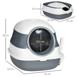 image-Cat Litter Tray with Lid, Hooded Cat Litter Box w/ High Side, Deodorant, Scoop
