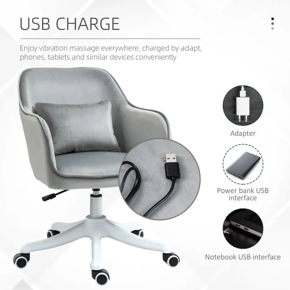 image-Office Chair with Rechargeable Electric Vibration Massage Lumbar Pillow, Wheels