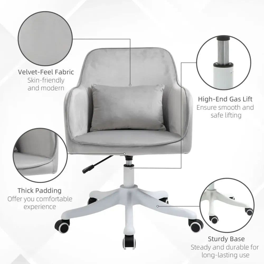 image-Office Chair with Rechargeable Electric Vibration Massage Lumbar Pillow, Wheels