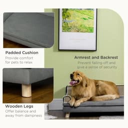 image-Pet Sofa for Large, Medium Dogs, with Wooden Legs Water-resistant Fabric, Grey