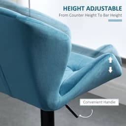 image-Set Of 2 Luxurious Velvet-Touch Bar Stools w/ Metal Frame Footrest Base Blue
