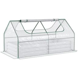image-Steel Raised Garden Bed Planter Box Kit with Greenhouse, for Dual Use, Clear