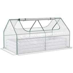 image-Steel Raised Garden Bed Planter Box Kit with Greenhouse, for Dual Use, Clear