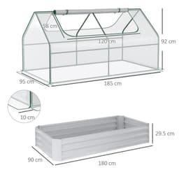 image-Steel Raised Garden Bed Planter Box Kit with Greenhouse, for Dual Use, Clear