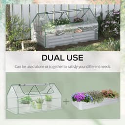 image-Steel Raised Garden Bed Planter Box Kit with Greenhouse, for Dual Use, Clear