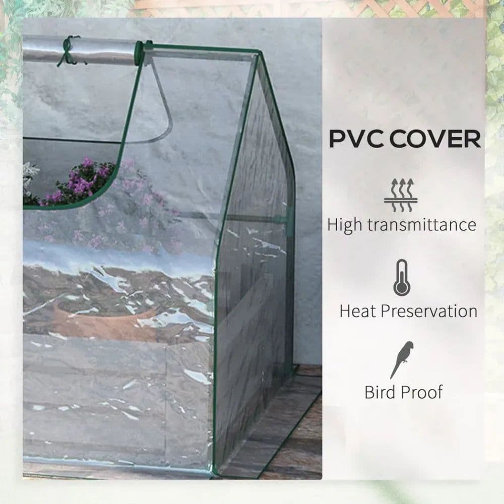 image-Steel Raised Garden Bed Planter Box Kit with Greenhouse, for Dual Use, Clear
