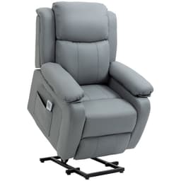 image-Electric Power Lift Recliner Chair with Massage Vibration Side Pocket, Grey