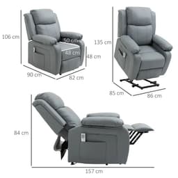 image-Electric Power Lift Recliner Chair with Massage Vibration Side Pocket, Grey