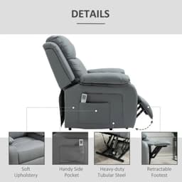 image-Electric Power Lift Recliner Chair with Massage Vibration Side Pocket, Grey