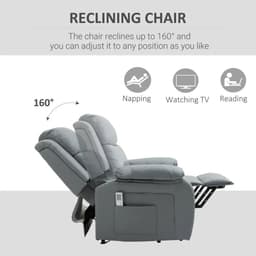 image-Electric Power Lift Recliner Chair with Massage Vibration Side Pocket, Grey