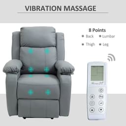 image-Electric Power Lift Recliner Chair with Massage Vibration Side Pocket, Grey