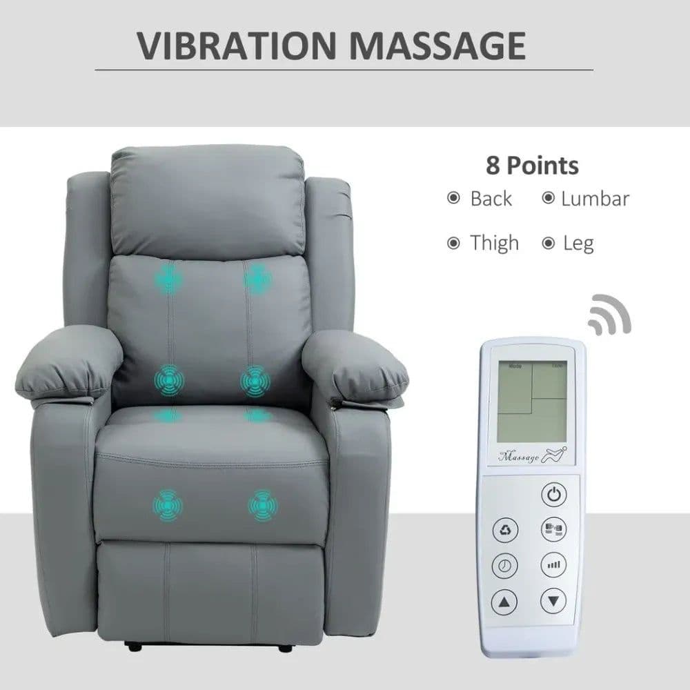 image-Electric Power Lift Recliner Chair with Massage Vibration Side Pocket, Grey