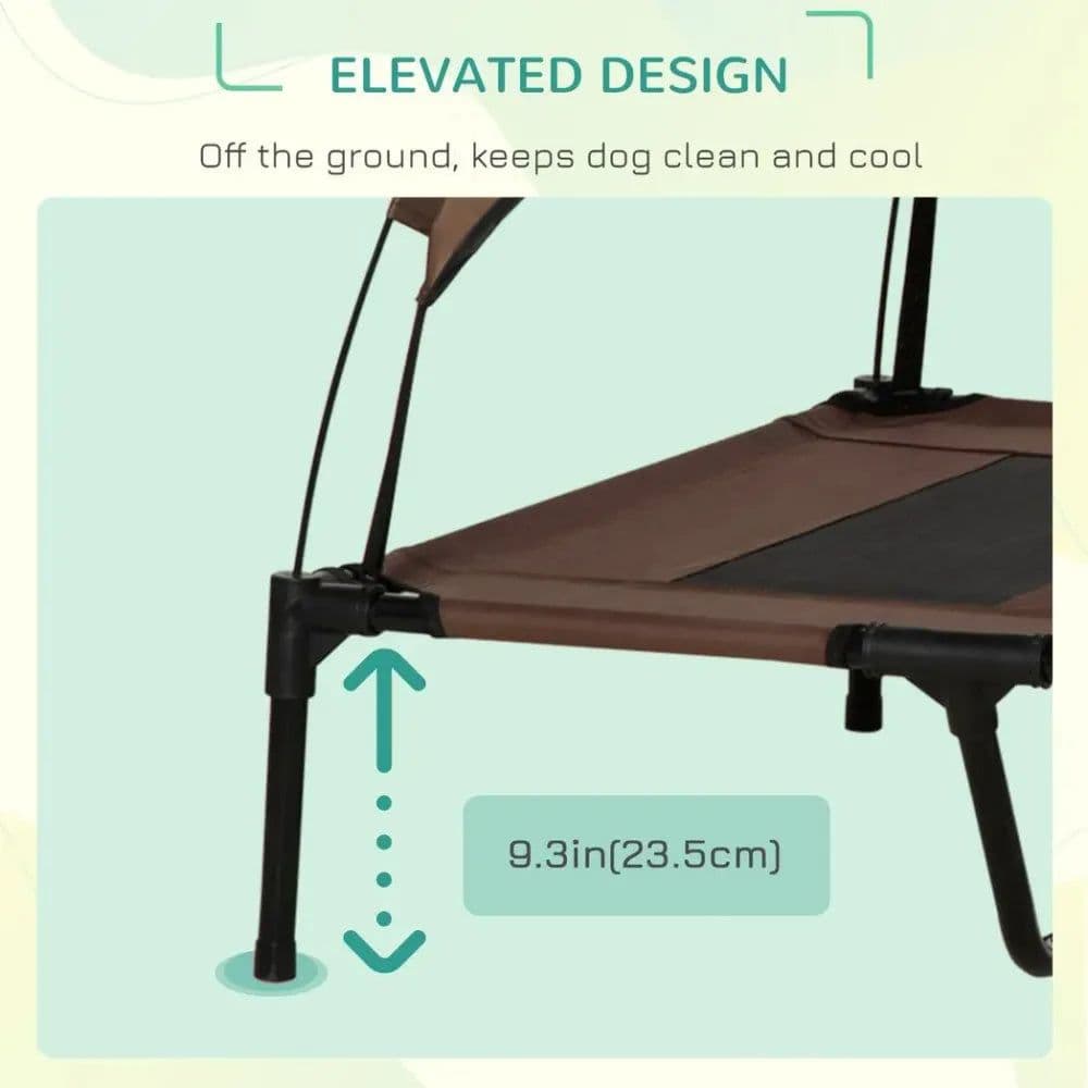 image-122 cm Elevated Pet Bed Dog Cot Tent with Canopy Instant Shelter Outdoor Coffee