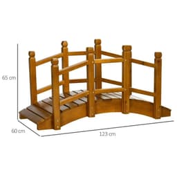 image-Wooden Garden Bridge Arc Footbridge with Safety Railings for Pond Creek Stream