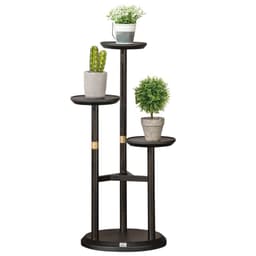 image-3 Tiered Plant Stand, Bamboo Plant Shelf for Indoor & Outdoor, Dark Walnut