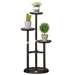 image-3 Tiered Plant Stand, Bamboo Plant Shelf for Indoor & Outdoor, Dark Walnut