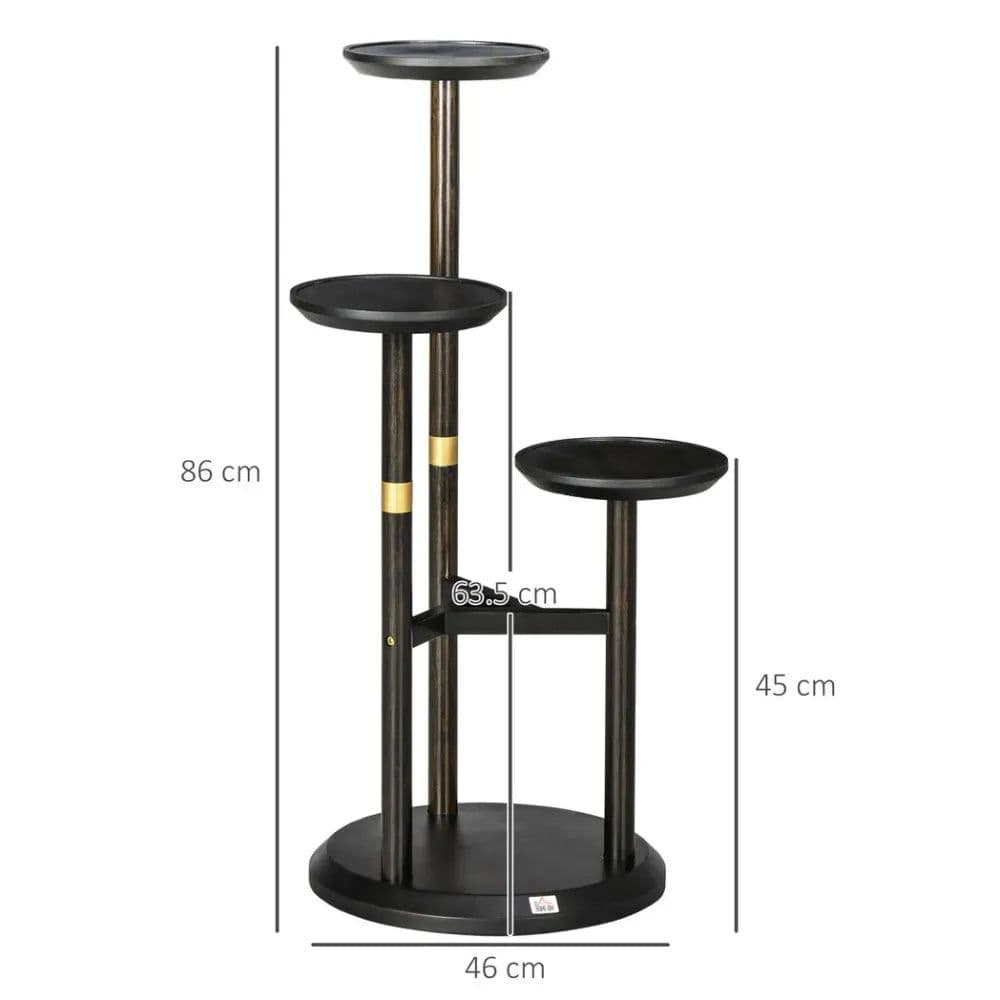 image-3 Tiered Plant Stand, Bamboo Plant Shelf for Indoor & Outdoor, Dark Walnut