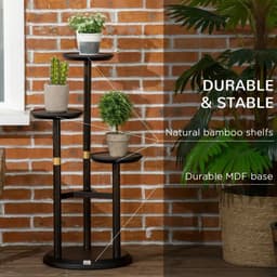 image-3 Tiered Plant Stand, Bamboo Plant Shelf for Indoor & Outdoor, Dark Walnut