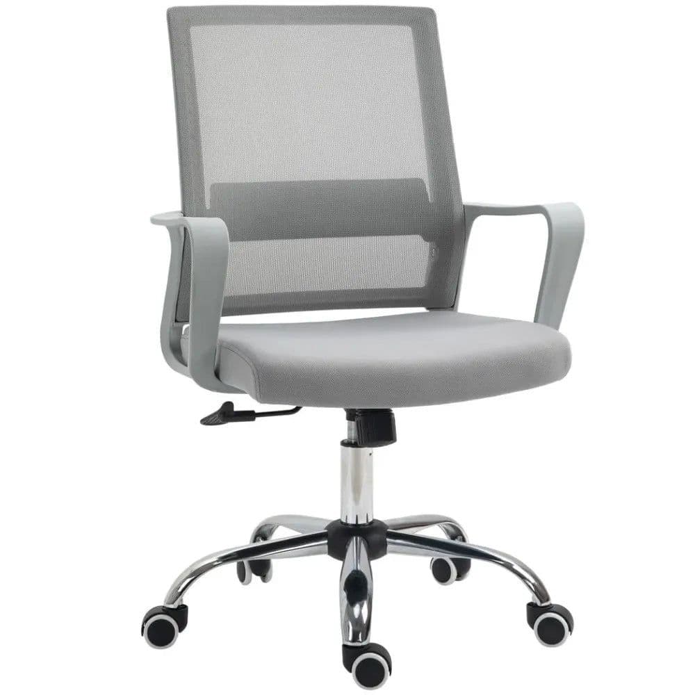 image-Ergonomic Office Chair Adjustable Height Mesh Chair with Swivel Wheels Grey