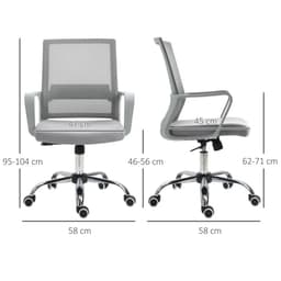 image-Ergonomic Office Chair Adjustable Height Mesh Chair with Swivel Wheels Grey
