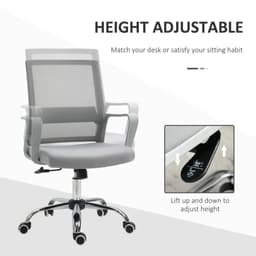 image-Ergonomic Office Chair Adjustable Height Mesh Chair with Swivel Wheels Grey