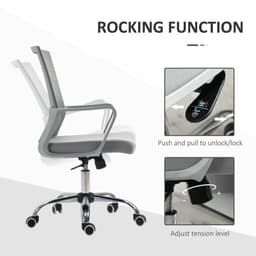 image-Ergonomic Office Chair Adjustable Height Mesh Chair with Swivel Wheels Grey