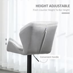 image-Set Of 2 Luxurious Velvet-Touch Bar Stools w/ Metal Frame Footrest Base Grey
