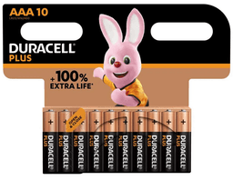 image-Duracell Plus MN2400+ AAA Alkaline Batteries 10 Per Card- Box of 12