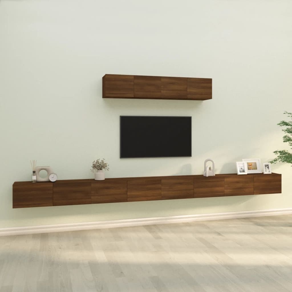 image-4 Piece TV Cabinet Set White Engineered Wood