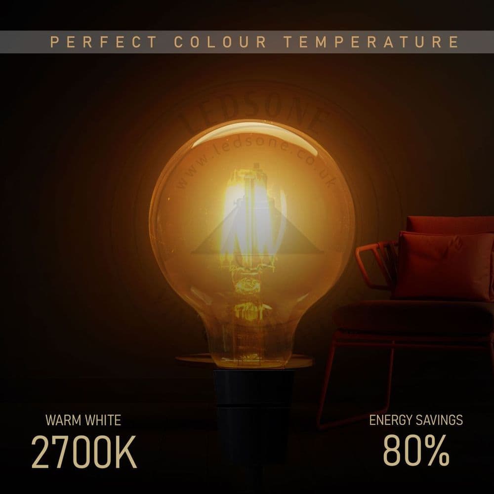 image-6Pack E27 LED Edison Dimmable Vintage Amber Glass Warm white 2700K Light Bulbs