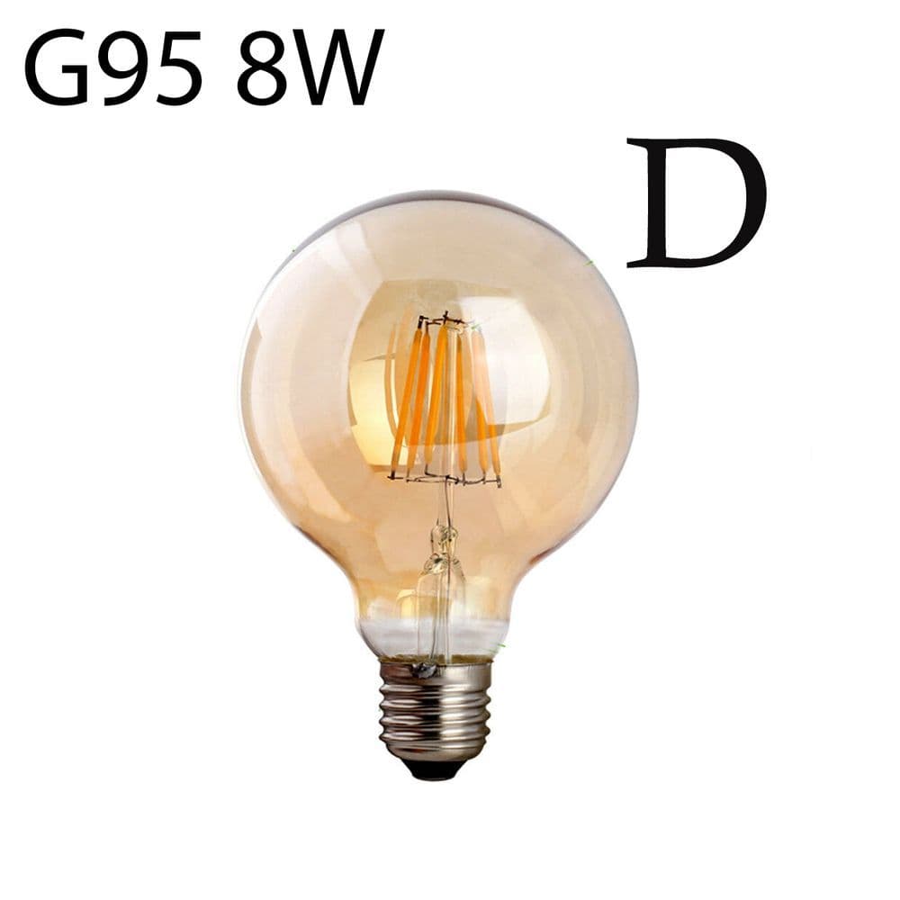 image-G95 E27 8W Edison Style LED filamen Globe shape Retro Vintage Amber bulb