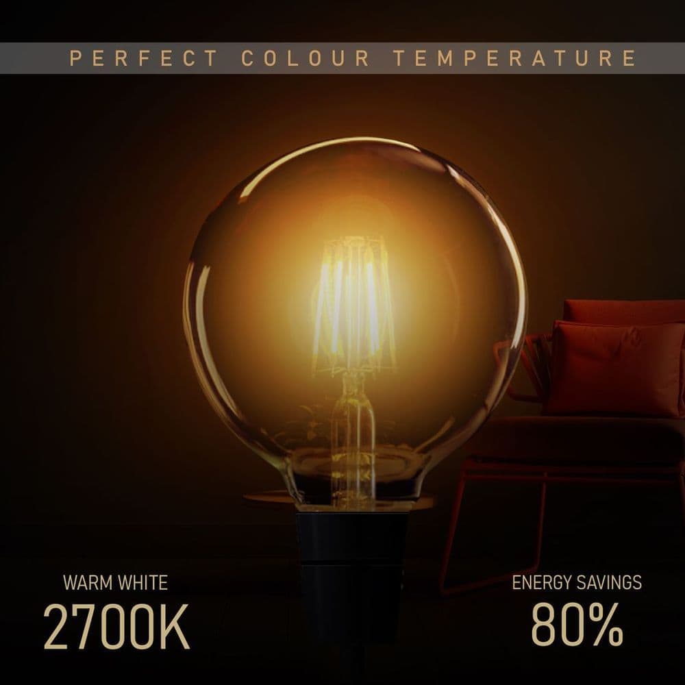 image-G95 E27 8W Edison Style LED filamen Globe shape Retro Vintage Amber bulb