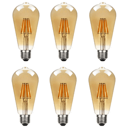 image-6Pack E27 LED Edison Dimmable Vintage Amber Glass Warm white 2700K Light Bulb