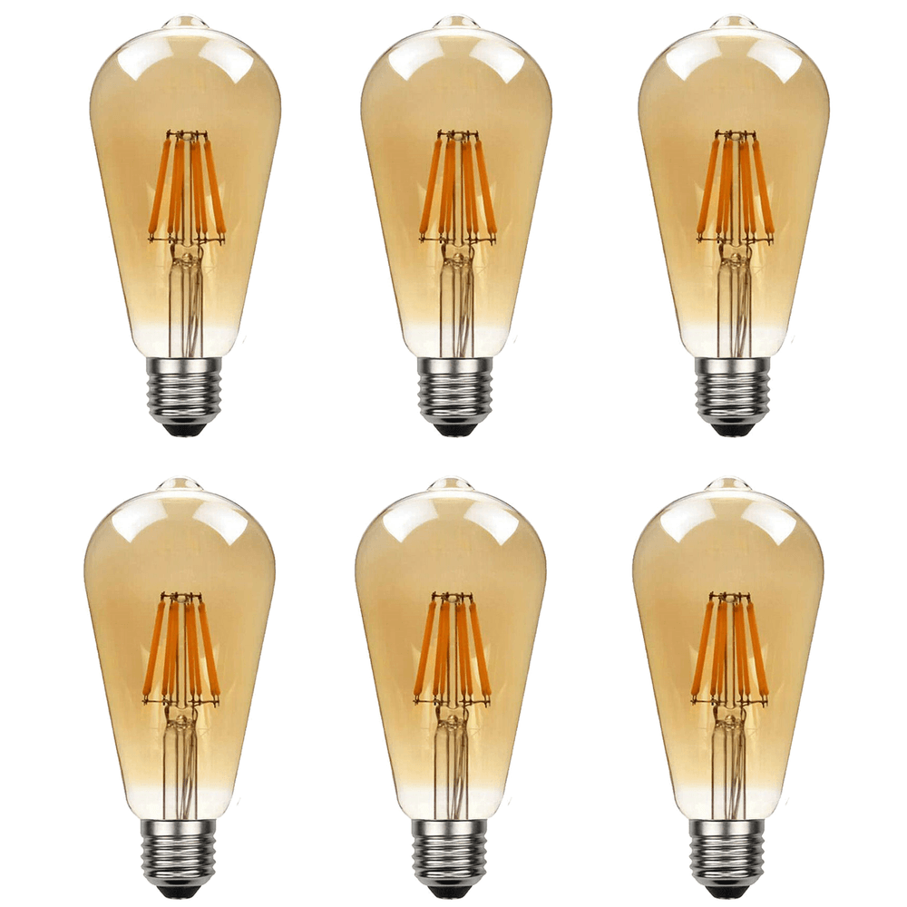 image-6Pack E27 LED Edison Dimmable Vintage Amber Glass Warm white 2700K Light Bulb