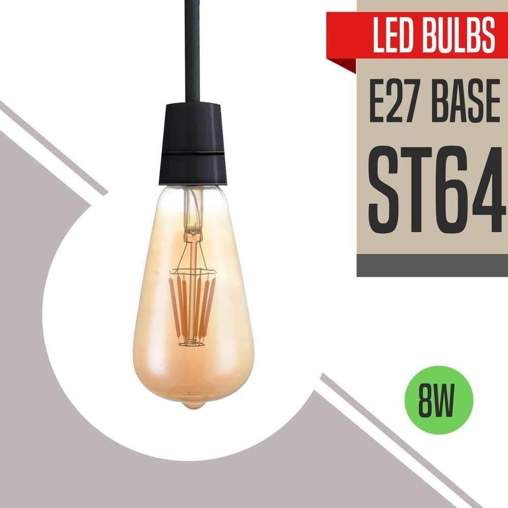 image-6Pack E27 LED Edison Dimmable Vintage Amber Glass Warm white 2700K Light Bulb
