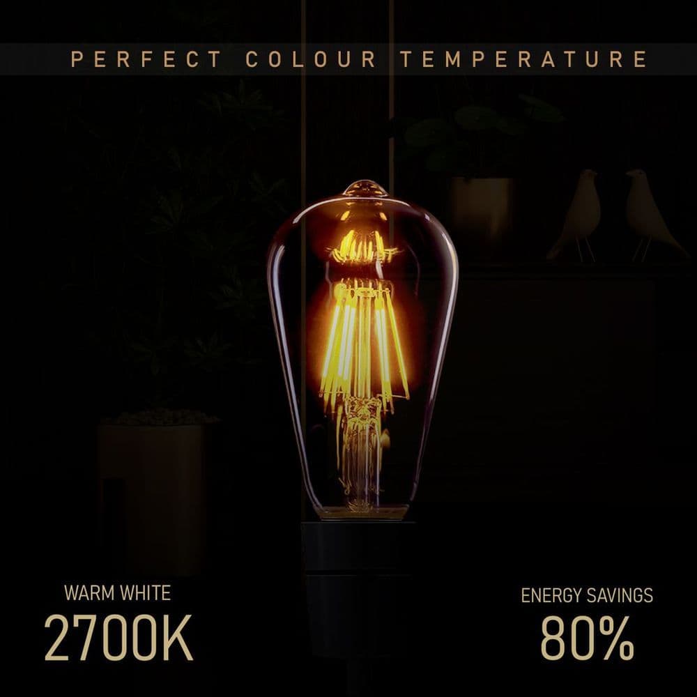 image-6Pack E27 LED Edison Dimmable Vintage Amber Glass Warm white 2700K Light Bulb