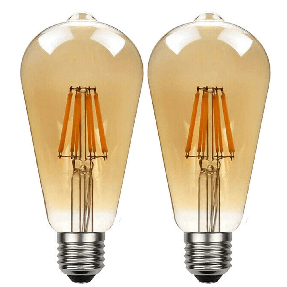 image-2Pack E27 LED Edison Dimmable Vintage Amber Glass Warm white 2700K Light Bulb