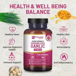 image-Premium Odourless Garlic Capsules - High Strength 45,000mg - 200 Softgels by Prowise