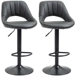 image-Barstools Set of 2 Adjustable Swivel Height PU Leather Counter Chairs Footrest