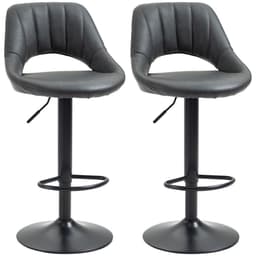 image-Barstools Set of 2 Adjustable Swivel Height PU Leather Counter Chairs Footrest