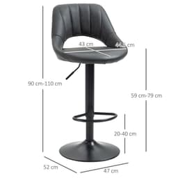 image-Barstools Set of 2 Adjustable Swivel Height PU Leather Counter Chairs Footrest