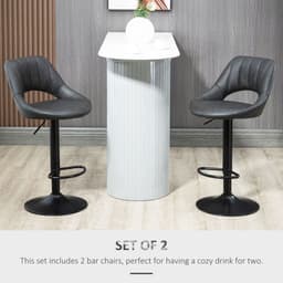 image-Barstools Set of 2 Adjustable Swivel Height PU Leather Counter Chairs Footrest