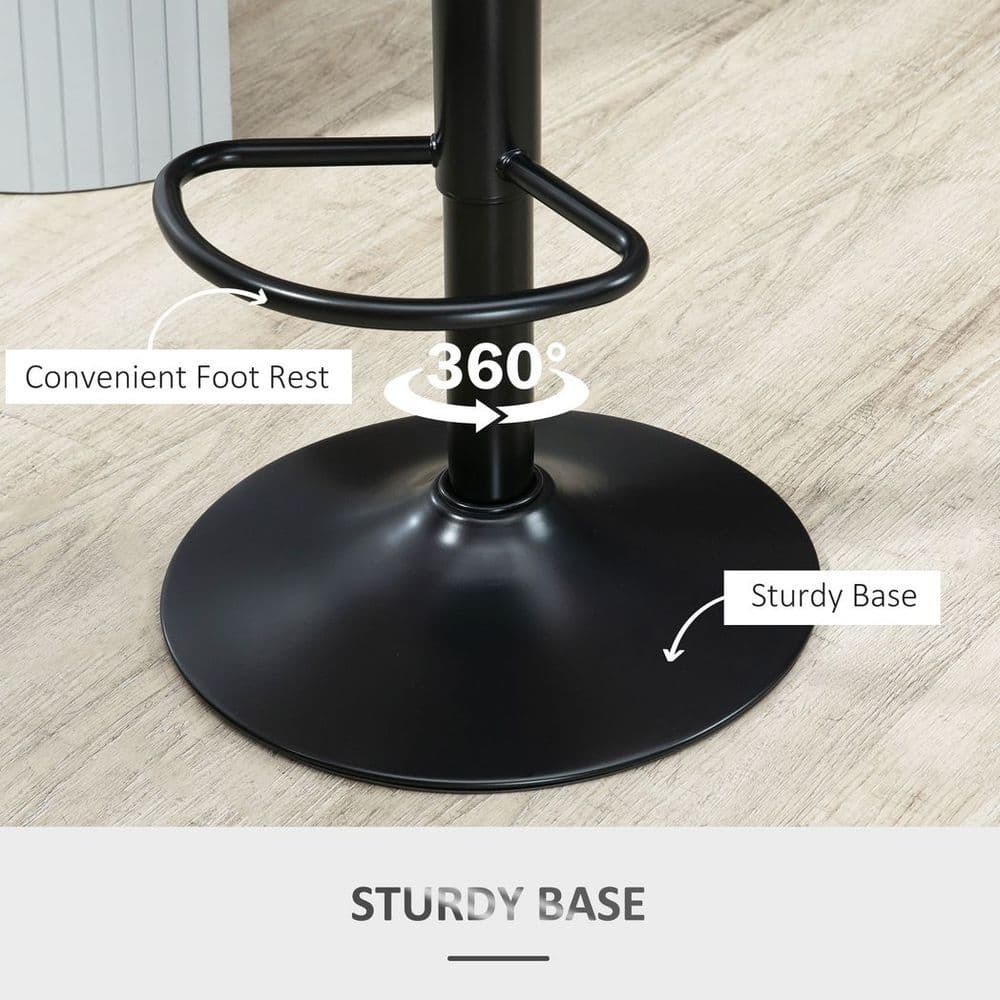 image-Barstools Set of 2 Adjustable Swivel Height PU Leather Counter Chairs Footrest