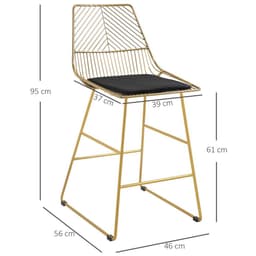image-Modern Counter Height Bar Stools Set of 2 pcs Wire Metal Barstools for Kitchen