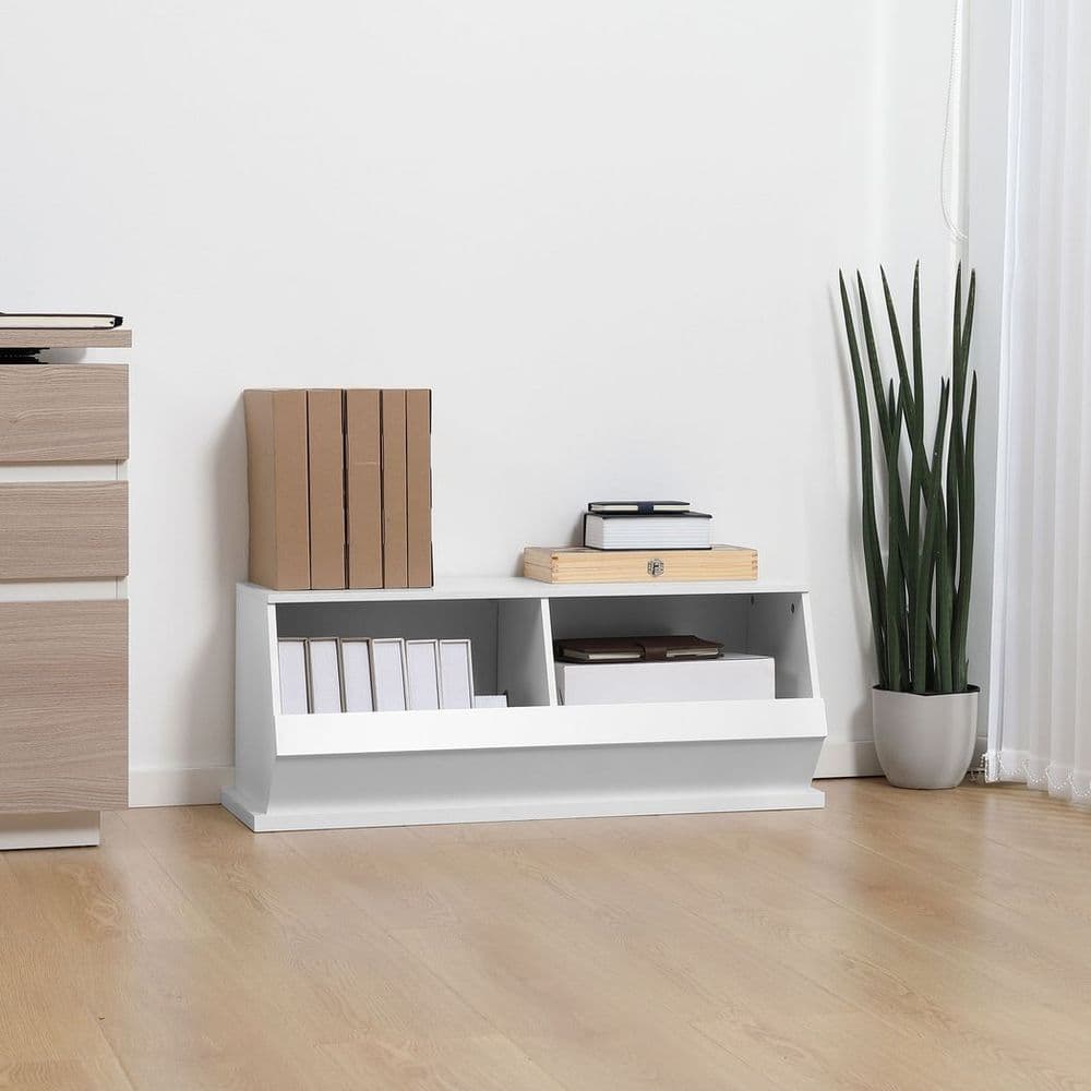 image-Storage Cabinet 2 Cube Storage Box for Living Room Play Room Bedroom, White