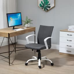 image-Office Chair Linen Swivel Computer Desk Chair Home Study Task Chair, Dark Grey